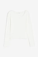 Lace-trimmed Pointelle Jersey Top