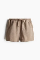 Short en lin mélangé avec cordon de serrage