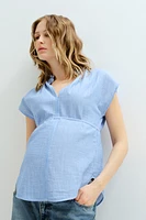 MAMA Tie-belt muslin blouse