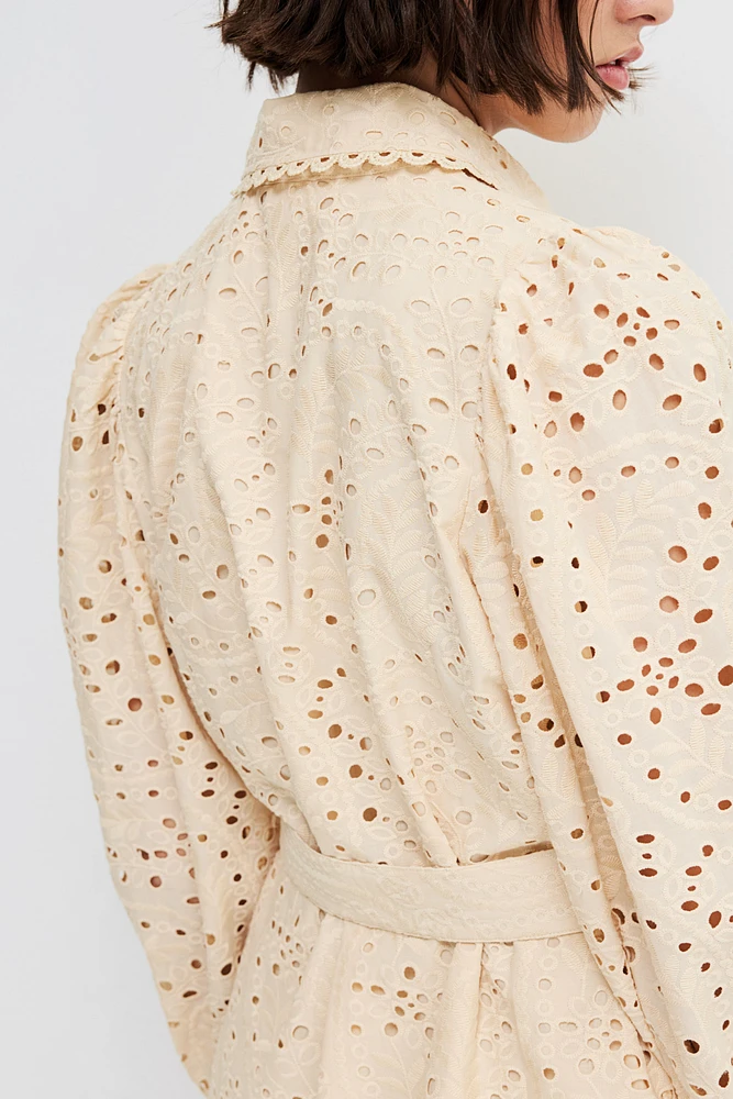 Eyelet Embroidered Shirt Dress