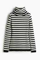 Rib-Knit Wool Turtleneck Sweater