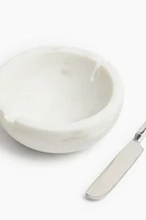 Marble Butter Bowl with Knife