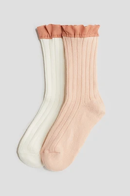 Lot de 2 paires chaussettes volantées