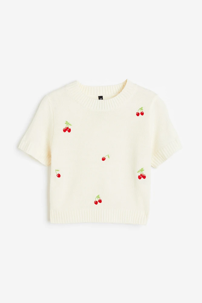 Embroidered Knit Top