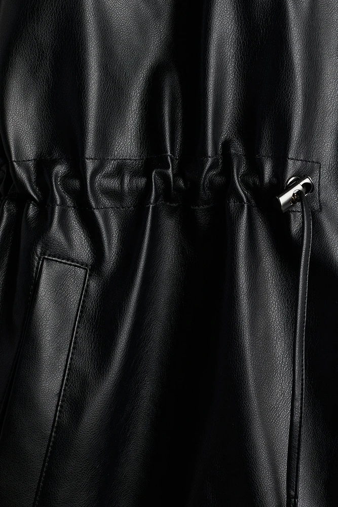 Drawstring-Detail Coated Jacket