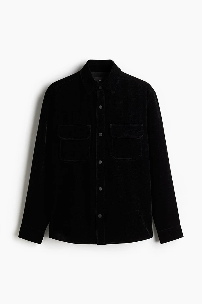 Regular Fit Velvet Overshirt