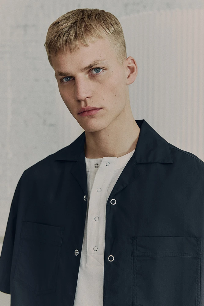 Chemise en coton pima avec col cubain