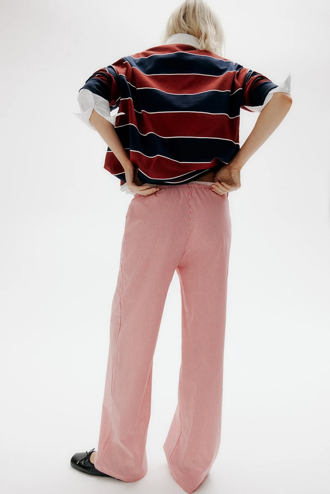Double-Waistband Poplin Drawstring Pants