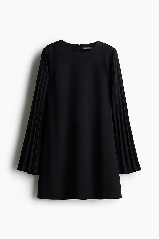 Pleated-Sleeve Dress