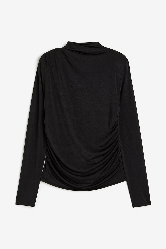 Draped Mock Turtleneck Top