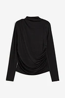 Draped Mock Turtleneck Top