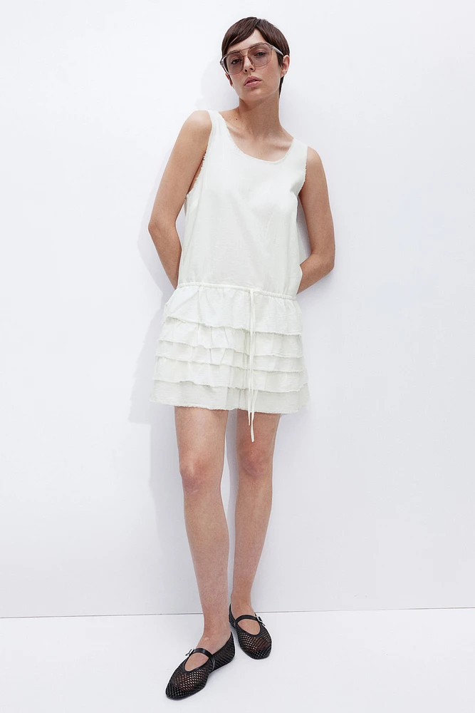 Raw-edge Dress with Tiered Skirt