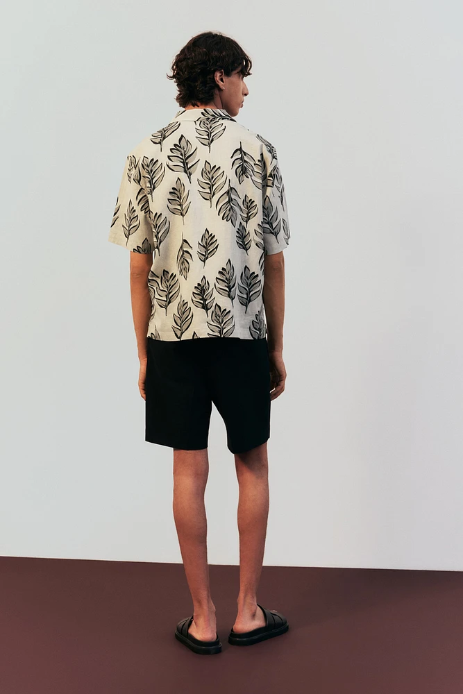 Chemise classique en lin mélangé avec col cubain