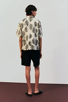 Chemise classique en lin mélangé avec col cubain