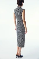 Draped Mock Turtleneck Dress