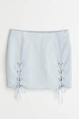 Lacing-detail Denim Skirt