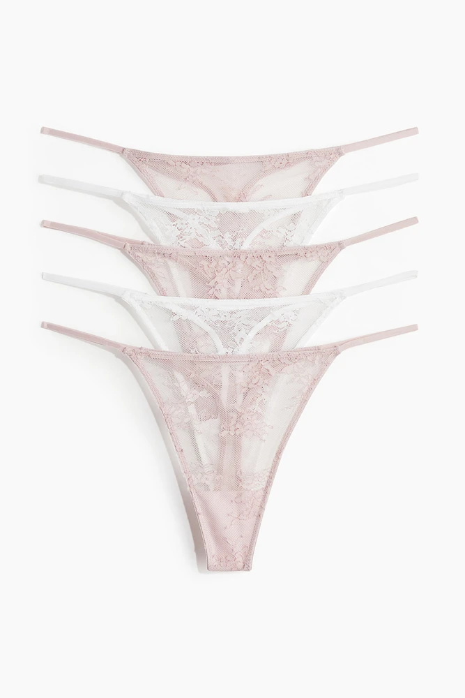 Lot de 5 culottes-ficelles Tanga en dentelle