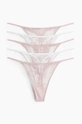 Lot de 5 culottes-ficelles Tanga en dentelle