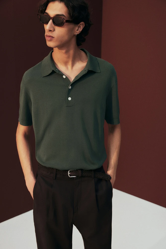 Regular-Fit Fine-Knit Polo Shirt