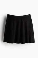 Rib-Knit A-Line Mini Skirt