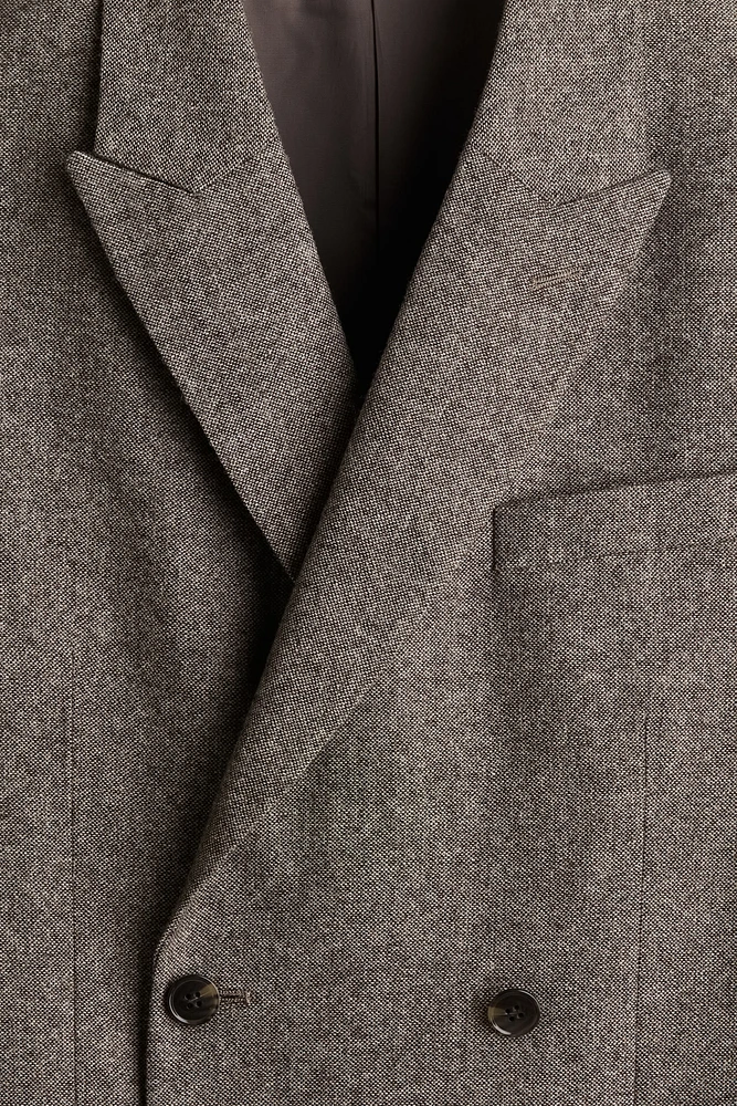 Regular Fit Wool-Blend Double-Breasted Jacket