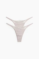 Lot de 2 culottes Tanga en microfibre et dentelle