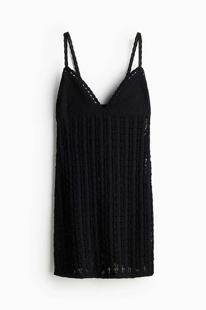 Crochet-look Knit Dress