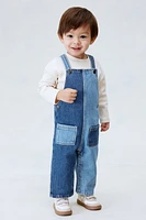 Patched Denim Overalls