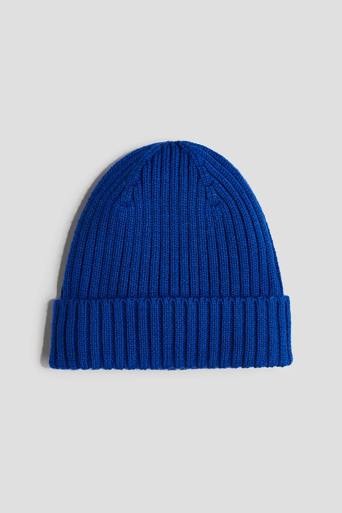 Rib-Knit Wool Beanie