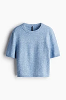 Short-Sleeved Fine-Knit Top