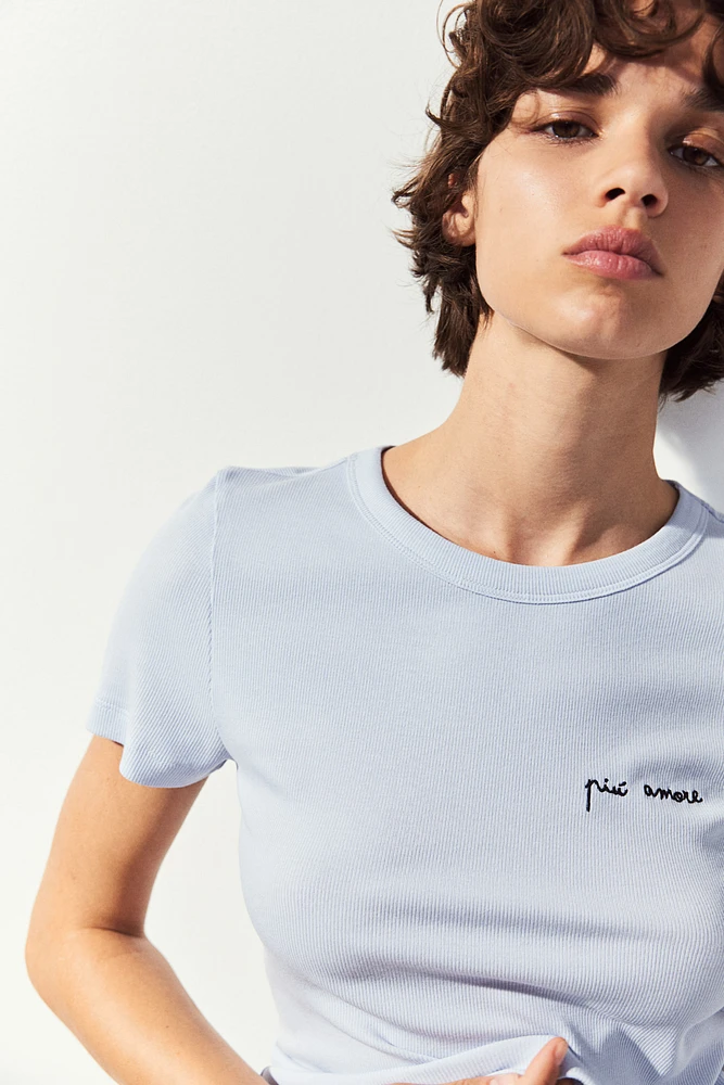 T-shirt côtelé en modal mélangé
