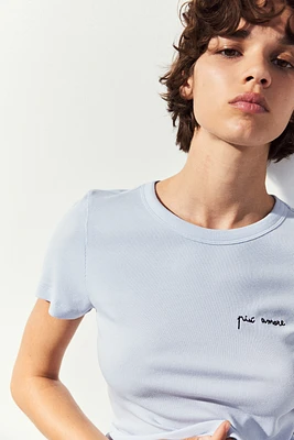T-shirt côtelé en modal mélangé