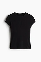 Lace-Trimmed Ribbed T-Shirt