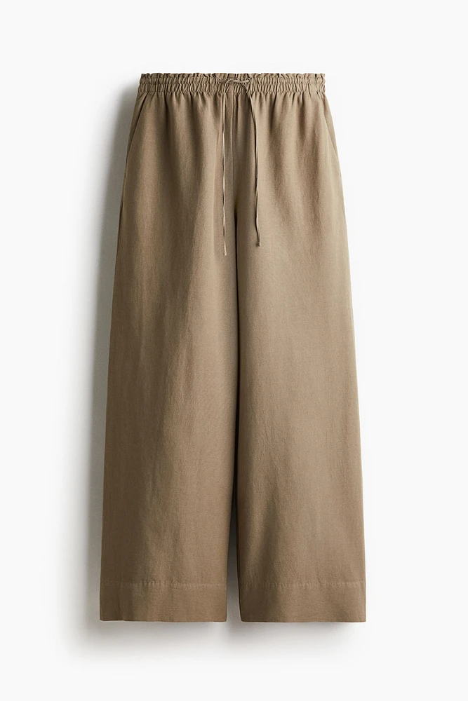 Wide-Leg Linen-Blend Pants