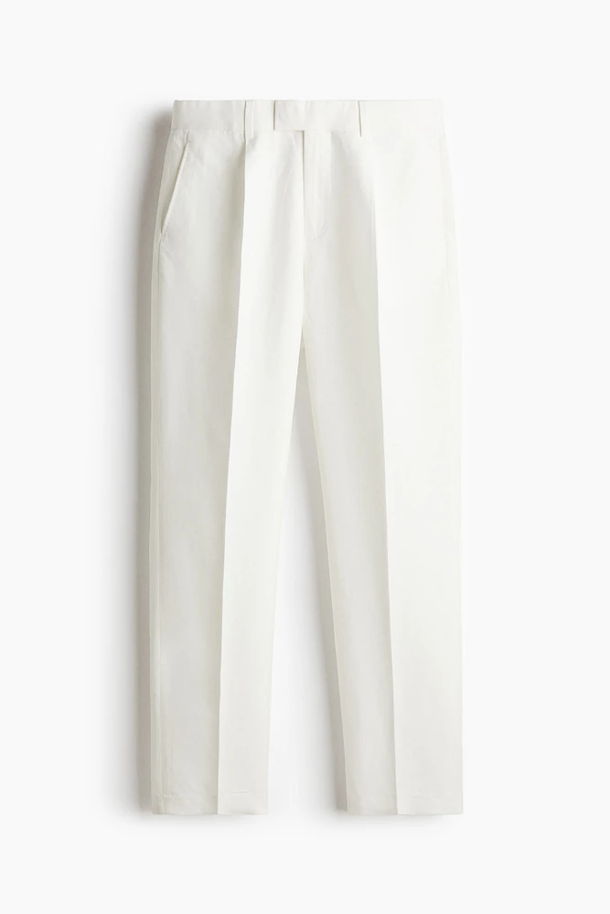 Regular-Fit Linen-Blend Suit Pants
