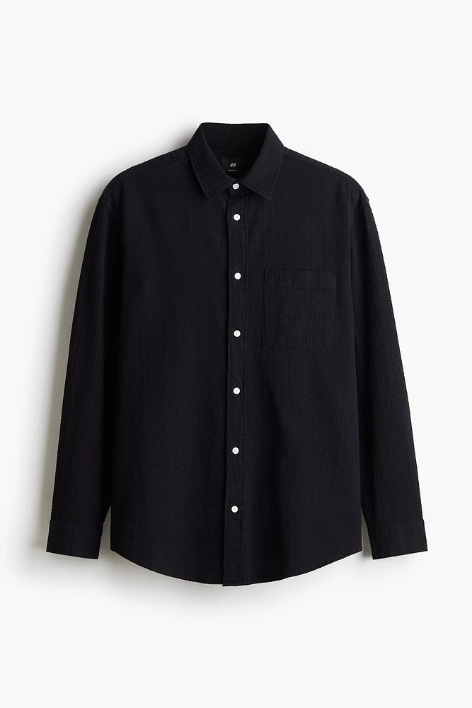 Loose-Fit Seersucker Shirt