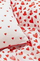 Heart-patterned Twin Duvet Cover Set