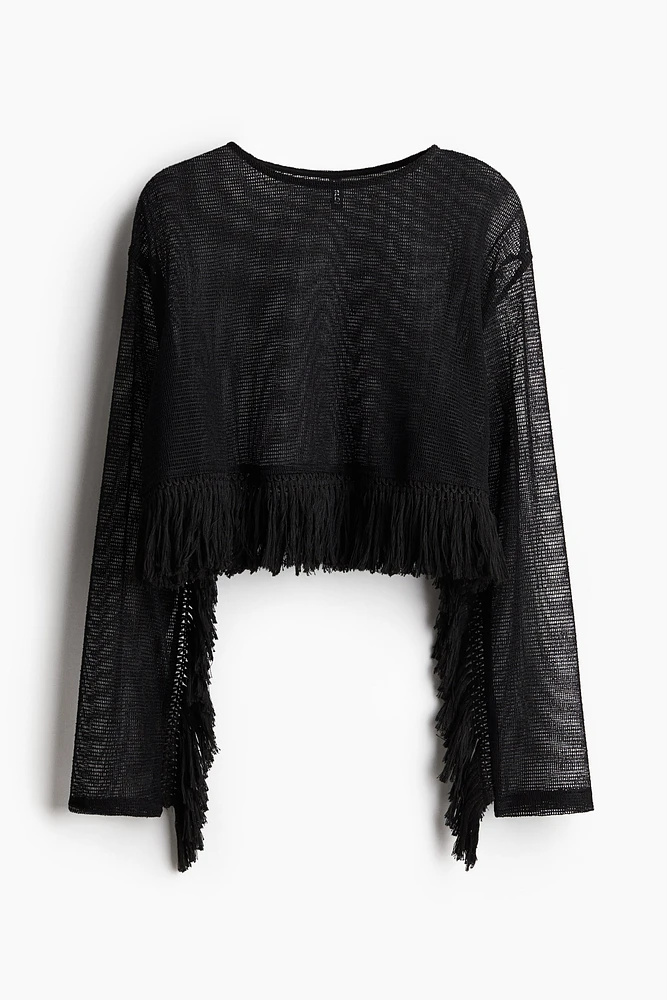 Fringe-trimmed top