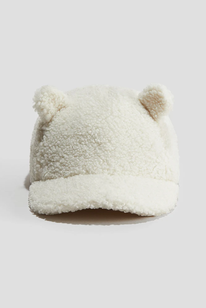 Ear-Appliquéd Teddy Fleece Cap