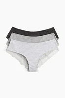 3-pack Cotton and Lace Hipster Briefs