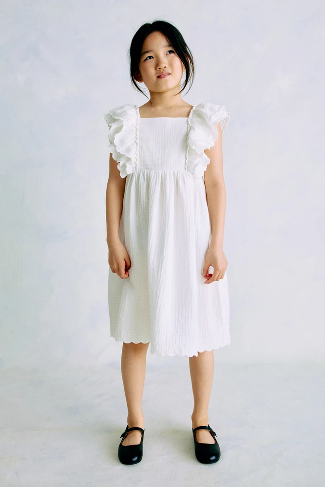 Scalloped-Trim Dress