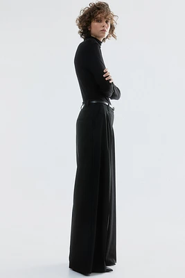 Wide-Leg Twill Pants