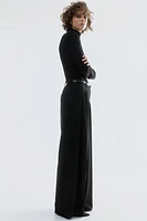 Wide-Leg Twill Pants