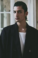 Manteau croisé coupe décontractée en sergé