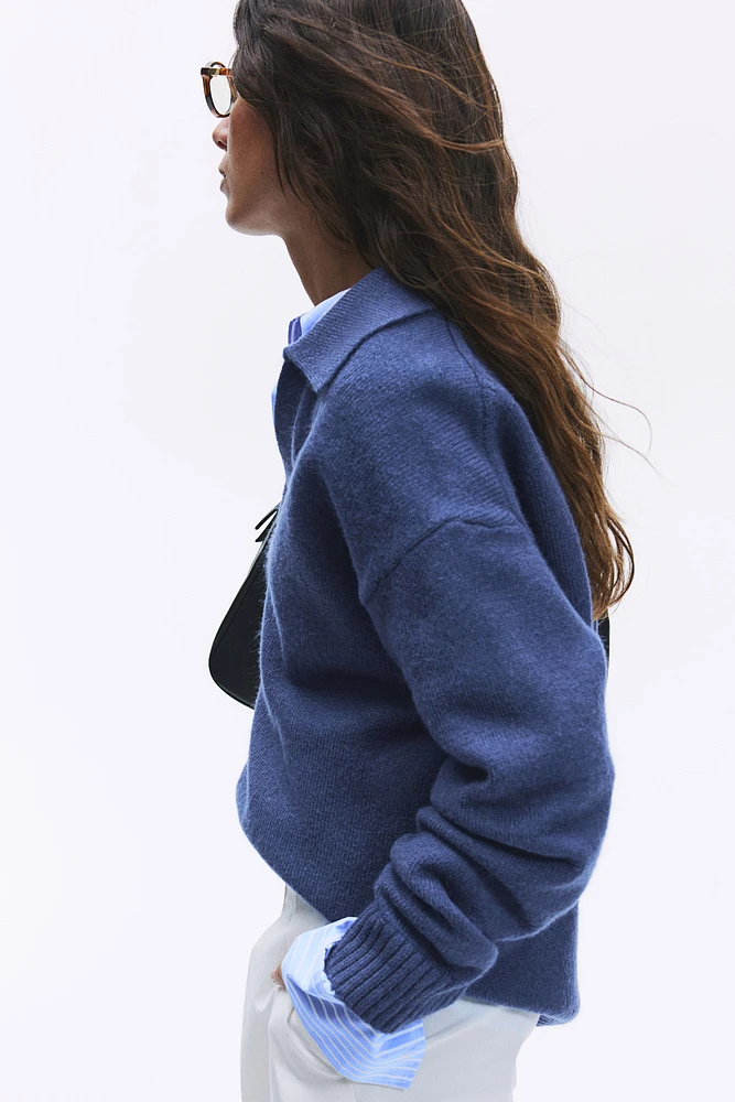 Fine-knit Collared Sweater