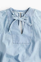 Tie-neck Denim Blouse