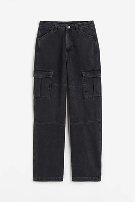 Denim cargo trousers