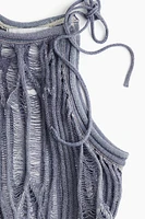 Knit Top with Tie Shoulder Straps