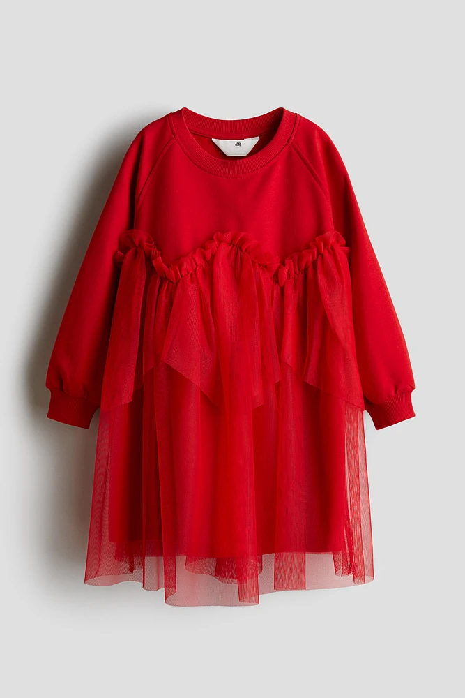 Sweatshirt Dress with Tulle Skirt