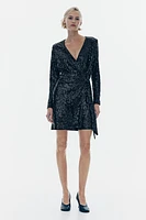 Sequined Wrap Dress